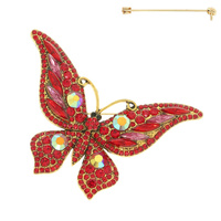 MULTICOLOR CRYSTAL BUTTERFLY BROOCH PIN