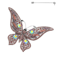 MULTICOLOR CRYSTAL BUTTERFLY BROOCH PIN