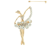 RHINESTONE BALLET DANCER BROOCH PIN