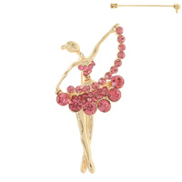 RHINESTONE BALLET DANCER BROOCH PIN