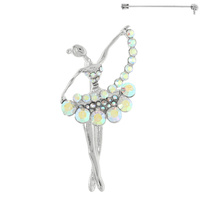 RHINESTONE BALLET DANCER BROOCH PIN