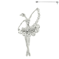 RHINESTONE BALLET DANCER BROOCH PIN