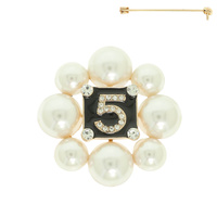 PEARL NUMBER FIVE BROOCH PIN