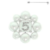 PEARL NUMBER FIVE BROOCH PIN