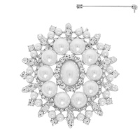 CRYSTAL HALO PEARL BROOCH PIN