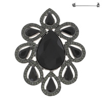 CRYSTAL RHINESTONE TEARDROP CLUSTER BROOCH PIN