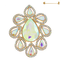 CRYSTAL RHINESTONE TEARDROP CLUSTER BROOCH PIN
