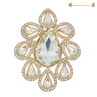 CRYSTAL RHINESTONE TEARDROP CLUSTER BROOCH PIN