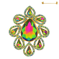 CRYSTAL RHINESTONE TEARDROP CLUSTER BROOCH PIN