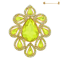 CRYSTAL RHINESTONE TEARDROP CLUSTER BROOCH PIN