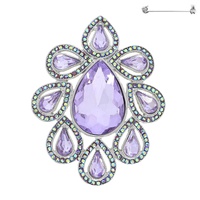 CRYSTAL RHINESTONE TEARDROP CLUSTER BROOCH PIN