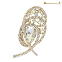 CRYSTAL RHINESTONE SWIRL TEARDROP BROOCH PIN