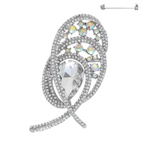 CRYSTAL RHINESTONE SWIRL TEARDROP BROOCH PIN