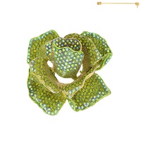 STONE ENCRUSTED ROSE FLOWER BROOCH PIN