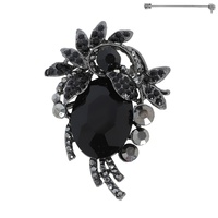 CRYSTAL GEMSTONE VINE CLUSTER BROOCH PIN