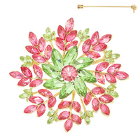 FLOWER CRYSTAL CLUSTER BROOCH PIN