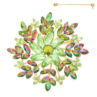 FLOWER CRYSTAL CLUSTER BROOCH PIN