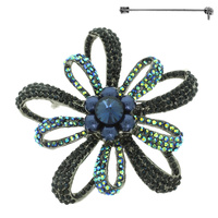 FLOWER LOOP CRYSTAL BROOCH PIN