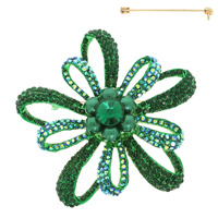 FLOWER LOOP CRYSTAL BROOCH PIN