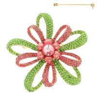 FLOWER LOOP CRYSTAL BROOCH PIN