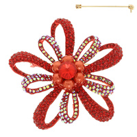 FLOWER LOOP CRYSTAL BROOCH PIN