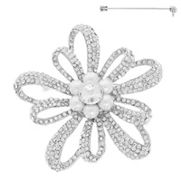 FLOWER LOOP CRYSTAL BROOCH PIN