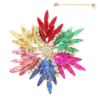 MULTICOLOR STARBURST FLOWER BROOCH PIN