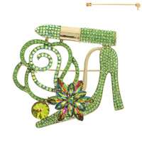FLORAL LIPSTICK HIGH HEEL BROOCH PIN