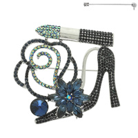 FLORAL LIPSTICK HIGH HEEL BROOCH PIN