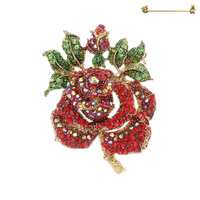 TWO ROSES RHINESTONE PIN