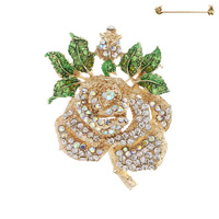 TWO ROSES RHINESTONE PIN