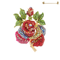 TWO ROSES RHINESTONE PIN
