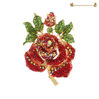 TWO ROSES RHINESTONE PIN