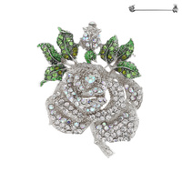 TWO ROSES RHINESTONE PIN