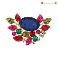 CRYSTAL RHINESTONE PAVE VINE CLUSTER BROOCH PIN