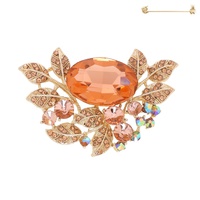 CRYSTAL RHINESTONE PAVE VINE CLUSTER BROOCH PIN