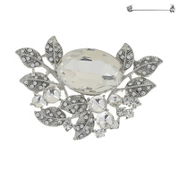 CRYSTAL RHINESTONE PAVE VINE CLUSTER BROOCH PIN