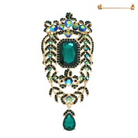 CRYSTAL RHINESTONE VINE CHARM BROOCH PIN