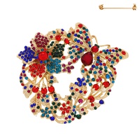 CRYSTAL RHINESTONE FLORAL WREATH BROOCH PIN