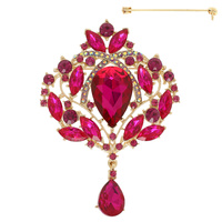FLORAL JEWELED FESTOON BROOCH PIN