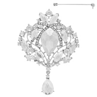 FLORAL JEWELED FESTOON BROOCH PIN
