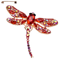 DRAGONFLY METAL CASTING STONE BROOCH
