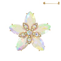 CRYSTAL RHINESTONE MARQUISE CUT FLORAL  BROOCH PIN