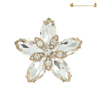CRYSTAL RHINESTONE MARQUISE CUT FLORAL  BROOCH PIN