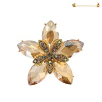 CRYSTAL RHINESTONE MARQUISE CUT FLORAL  BROOCH PIN