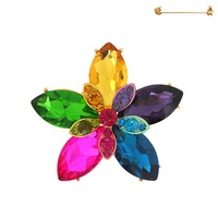 CRYSTAL RHINESTONE MARQUISE CUT FLORAL  BROOCH PIN