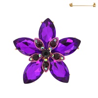 CRYSTAL RHINESTONE MARQUISE CUT FLORAL  BROOCH PIN