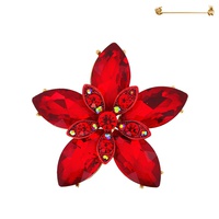 CRYSTAL RHINESTONE MARQUISE CUT FLORAL  BROOCH PIN