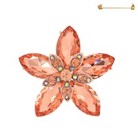 CRYSTAL RHINESTONE MARQUISE CUT FLORAL  BROOCH PIN