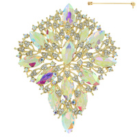 TEARDROP GEMSTONE BROOCH PINWITH CRYSTAL RHINESTONES